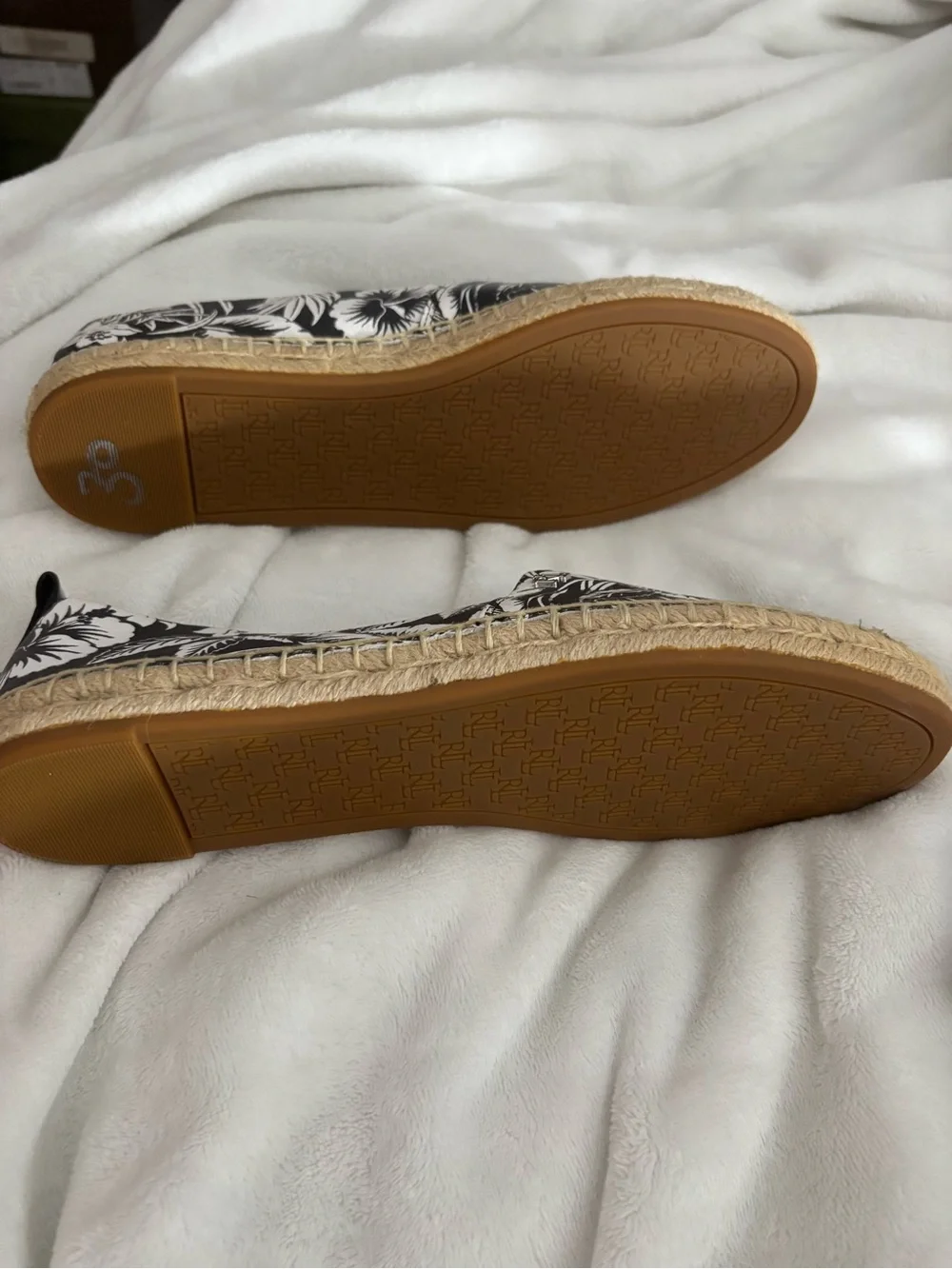 Lauren Ralph Lauren Black & White Floral Espadrille Flats